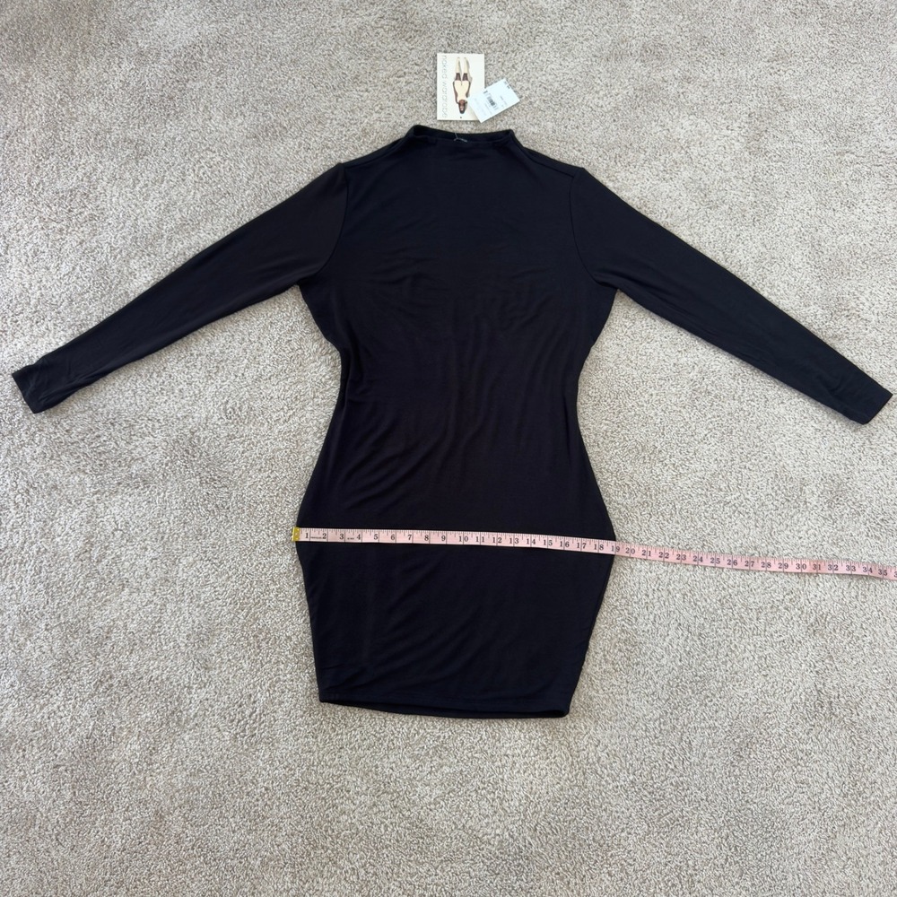 Naked Wardrobe Black Mock Neck Long Sleeve Bodycon Mini Dress 1X NW-D0059X - Picture 7 of 11